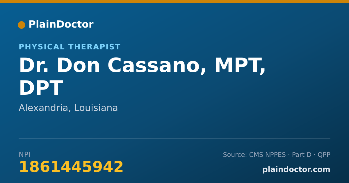 Shareable card for Don Cassano, MPT, DPT - Physical Therapist, Alexandria, LA