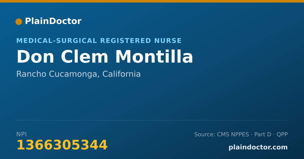 Shareable card for Don Clem Montilla - Medical-Surgical Registered Nurse, Rancho Cucamonga, CA