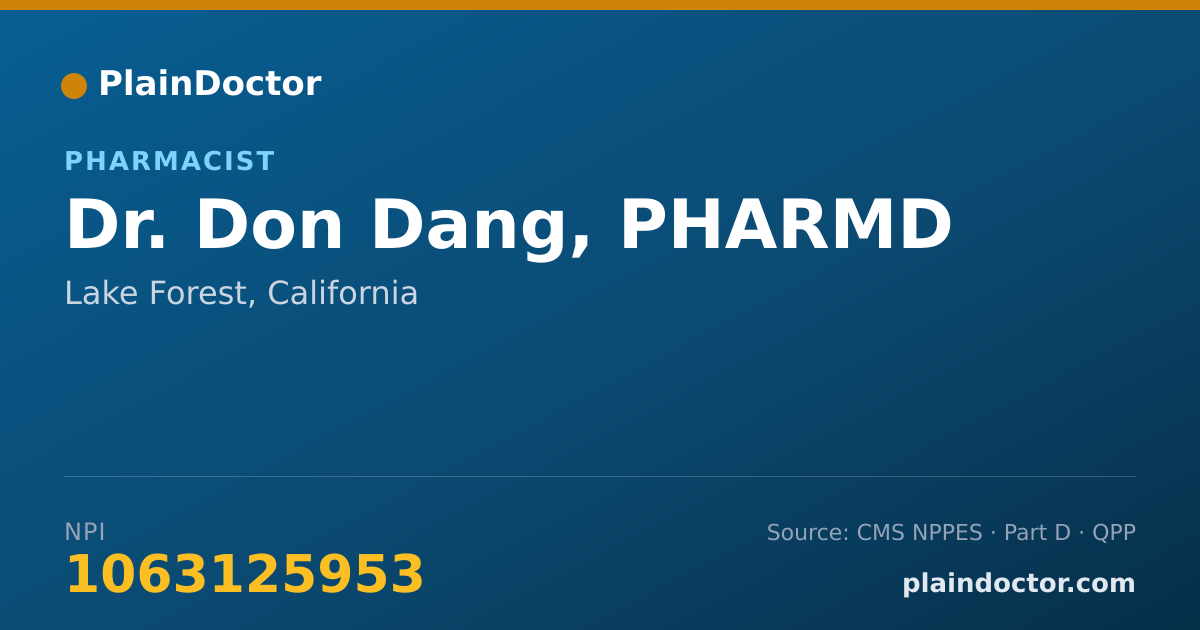 Shareable card for Don Dang, PHARMD - Pharmacist, Lake Forest, CA