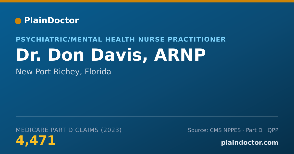 Shareable card for Don Davis, ARNP - Psychiatric/Mental Health Nurse Practitioner, New Port Richey, FL