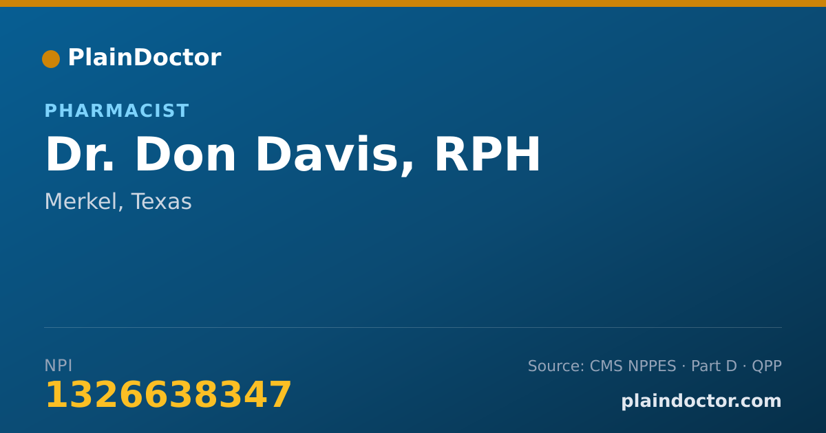 Shareable card for Don Davis, RPH - Pharmacist, Merkel, TX
