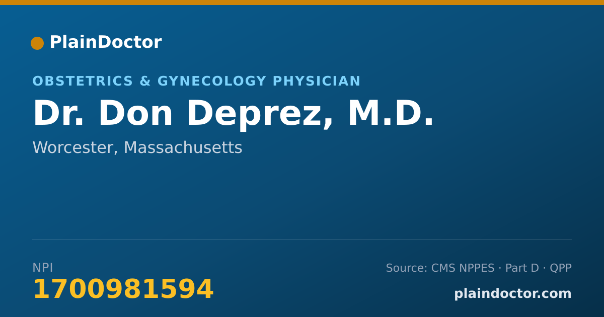 Shareable card for Don Deprez, M.D. - Obstetrics & Gynecology Physician, Worcester, MA