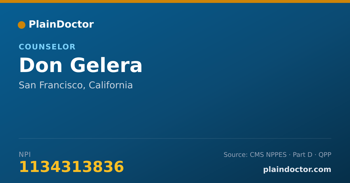 Shareable card for Don Gelera - Counselor, San Francisco, CA