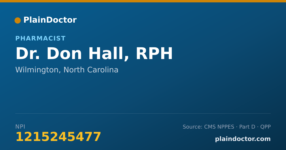 Shareable card for Don Hall, RPH - Pharmacist, Wilmington, NC