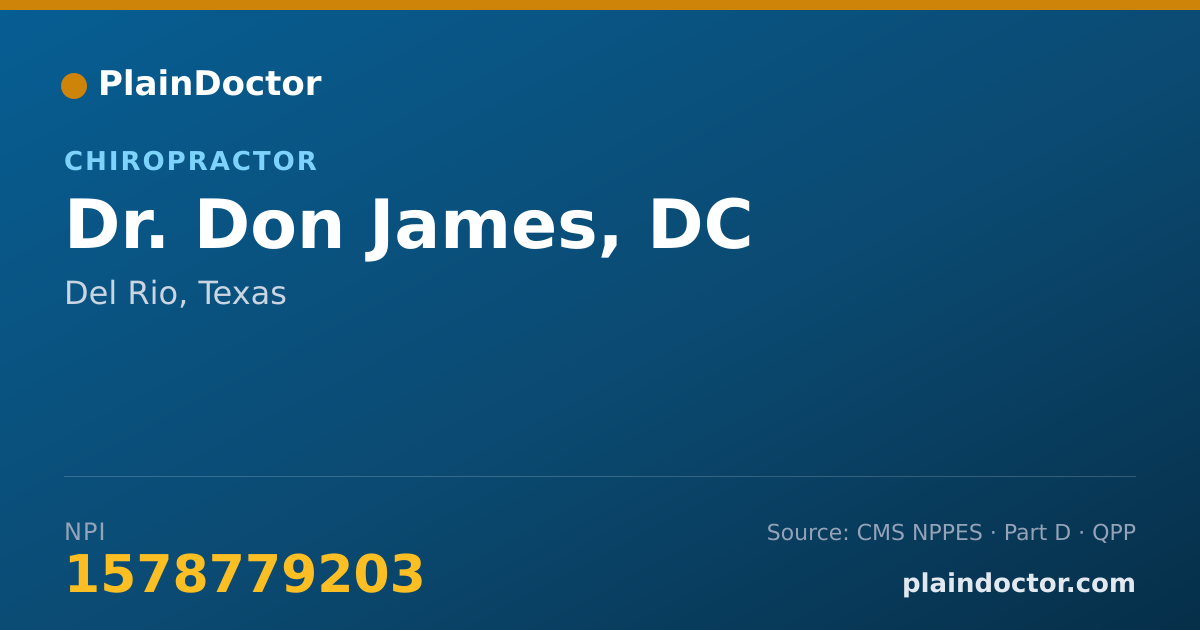 Shareable card for Don James, DC - Chiropractor, Del Rio, TX