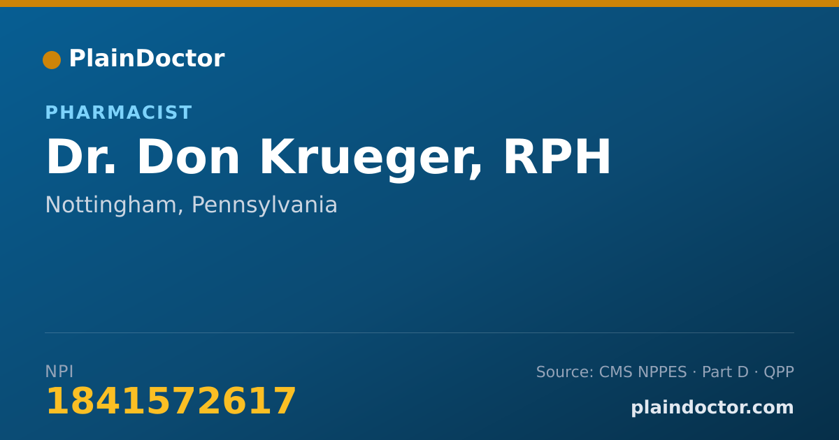 Shareable card for Don Krueger, RPH - Pharmacist, Nottingham, PA