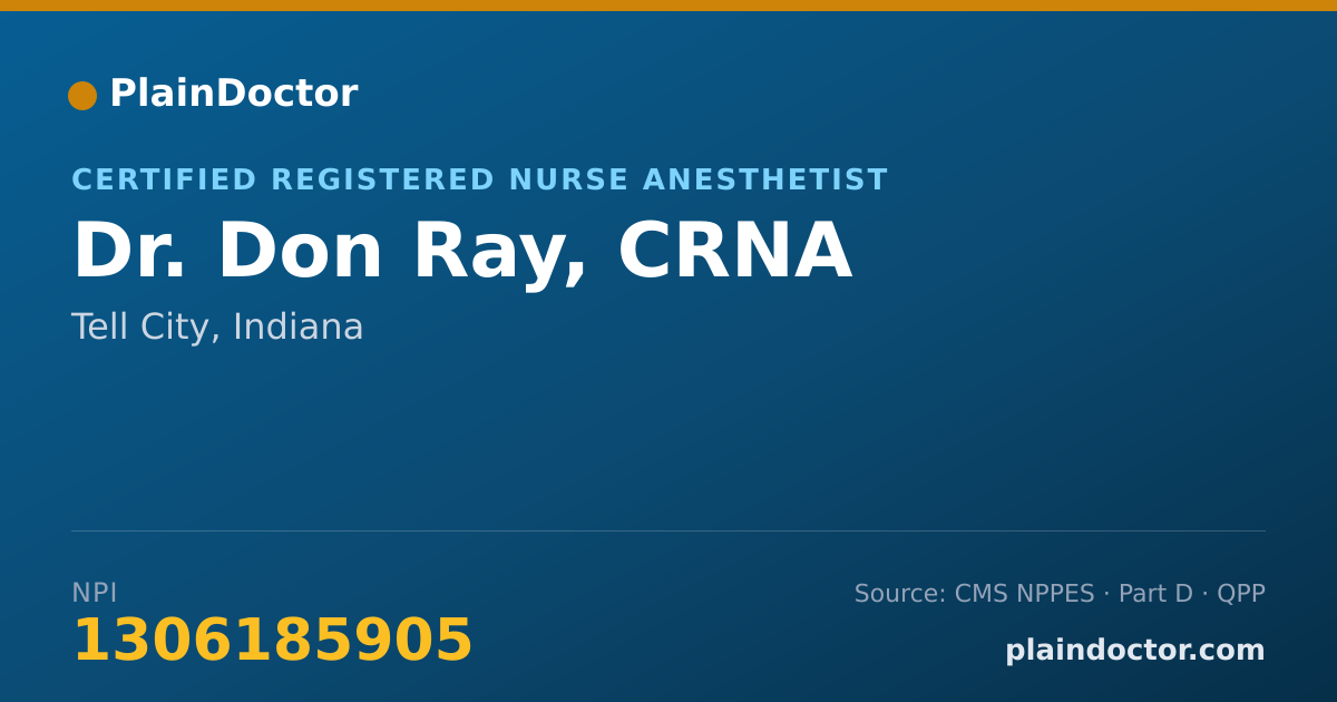 Shareable card for Don Ray, CRNA - Certified Registered Nurse Anesthetist, Tell City, IN