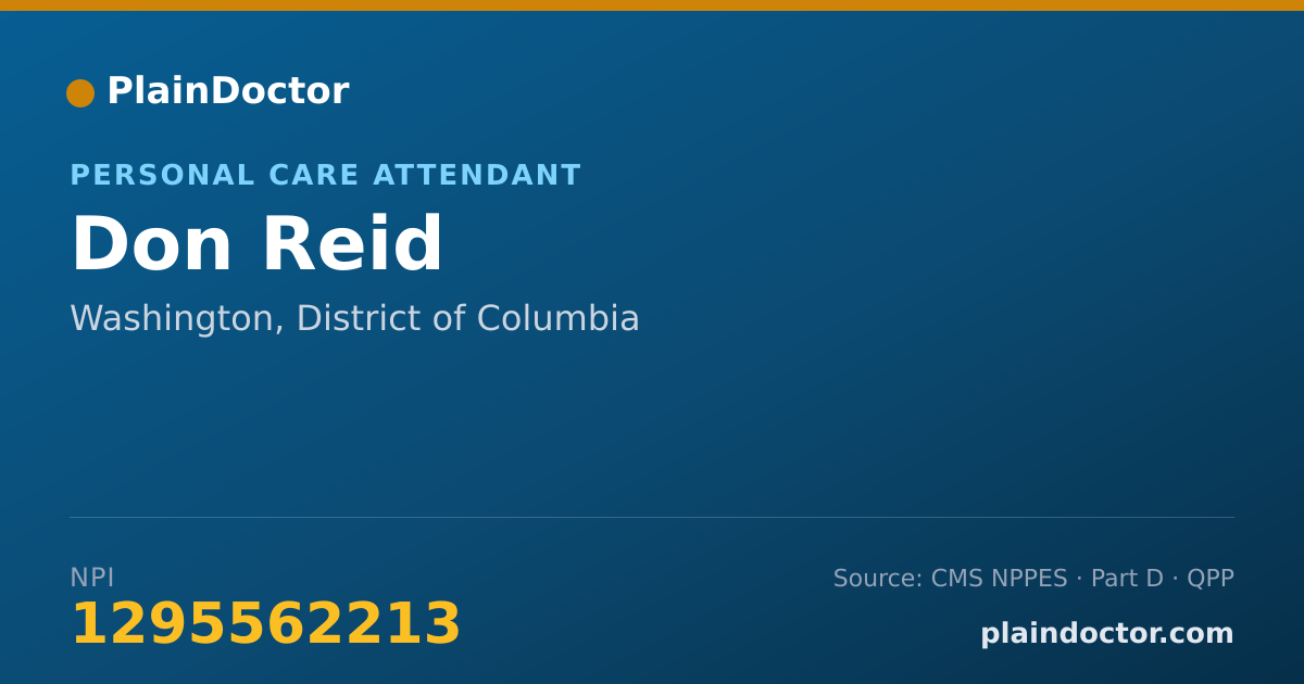 Shareable card for Don Reid - Personal Care Attendant, Washington, DC