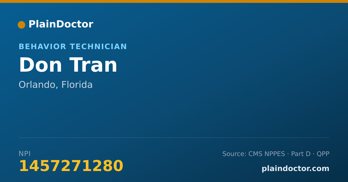 Shareable card for Don Tran - Behavior Technician, Orlando, FL