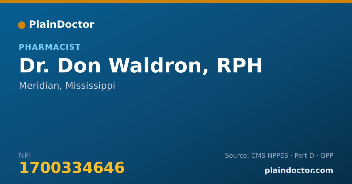 Shareable card for Don Waldron, RPH - Pharmacist, Meridian, MS