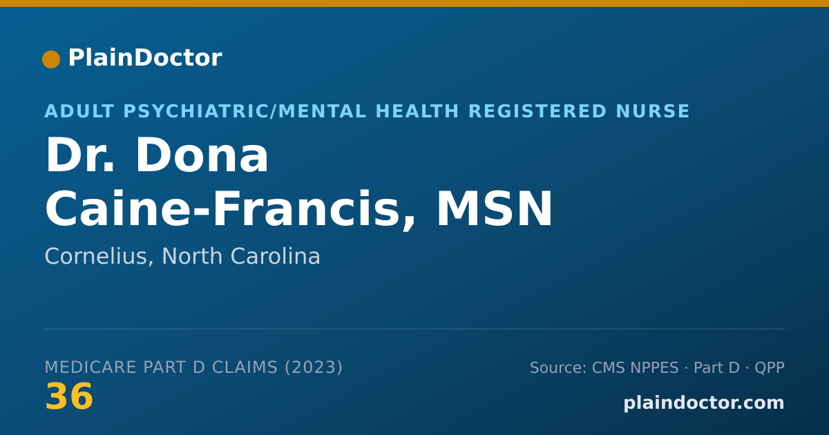Shareable card for Dona Caine-Francis, MSN - Adult Psychiatric/Mental Health Registered Nurse, Cornelius, NC