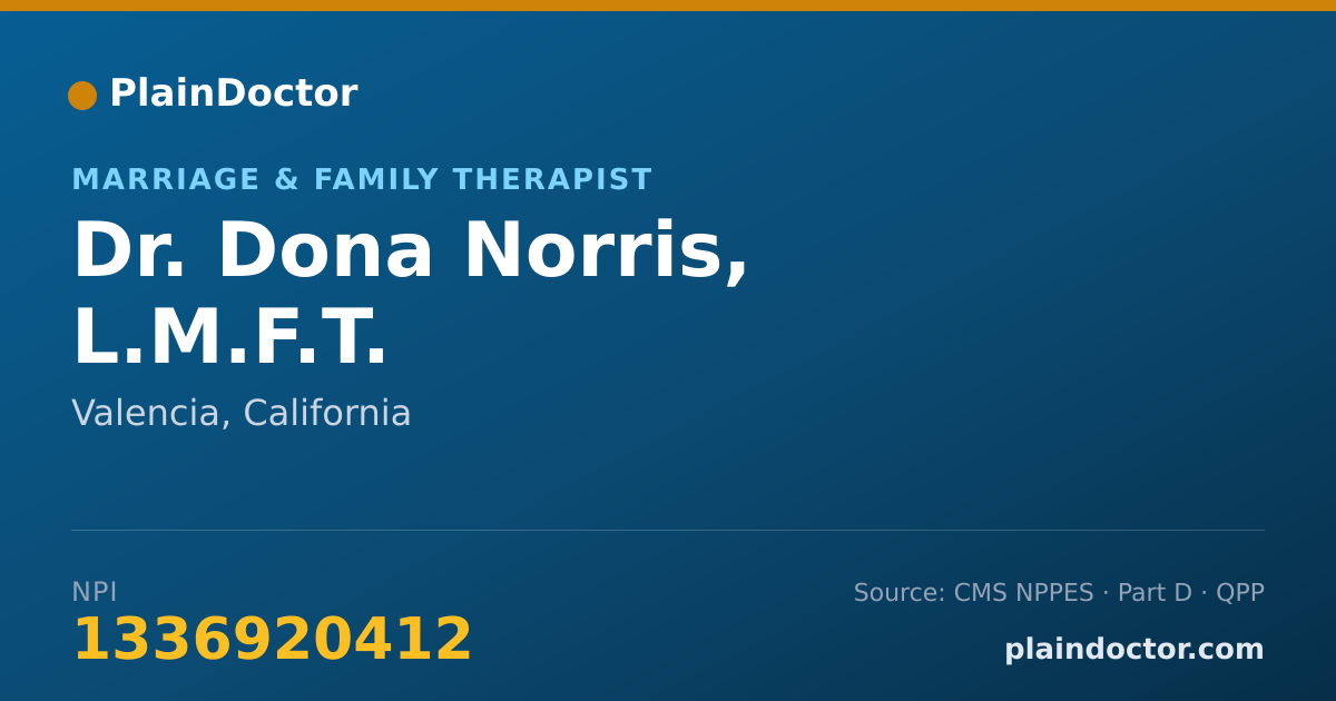 Shareable card for Dona Norris, L.M.F.T. - Marriage & Family Therapist, Valencia, CA