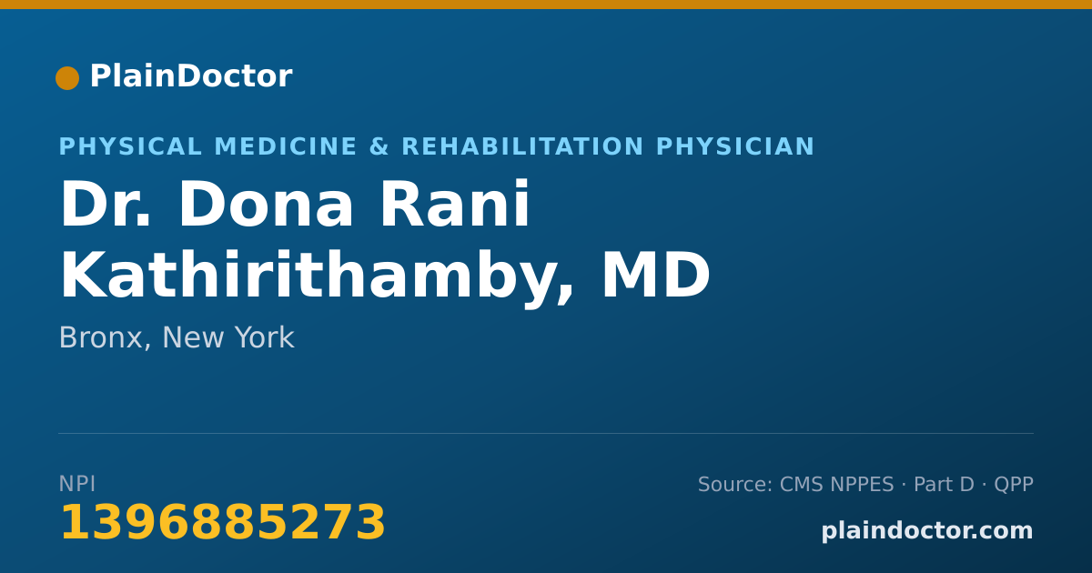 Shareable card for Dona Rani Kathirithamby, MD - Physical Medicine & Rehabilitation Physician, Bronx, NY