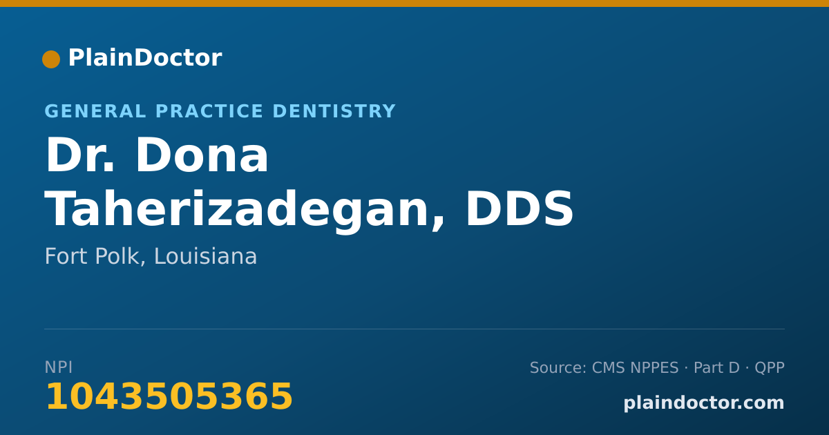 Shareable card for Dona Taherizadegan, DDS - General Practice Dentistry, Fort Polk, LA