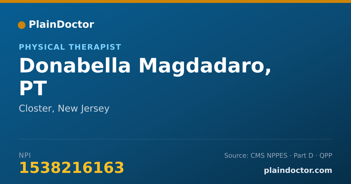Shareable card for Donabella Magdadaro, PT - Physical Therapist, Closter, NJ