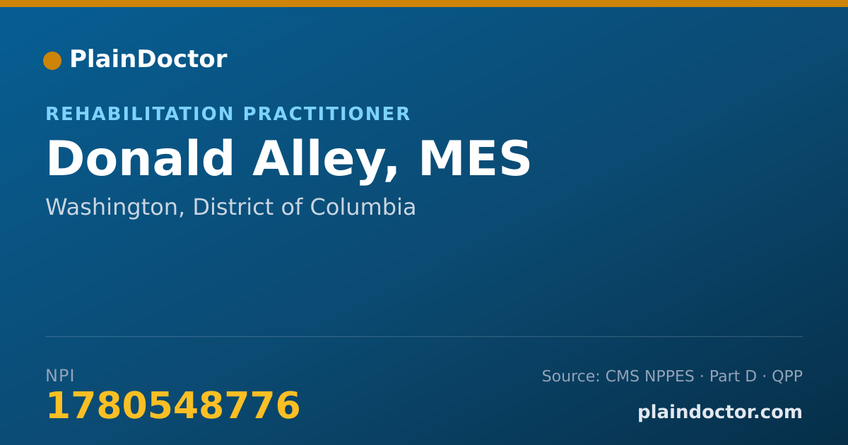 Shareable card for Donald Alley, MES - Rehabilitation Practitioner, Washington, DC