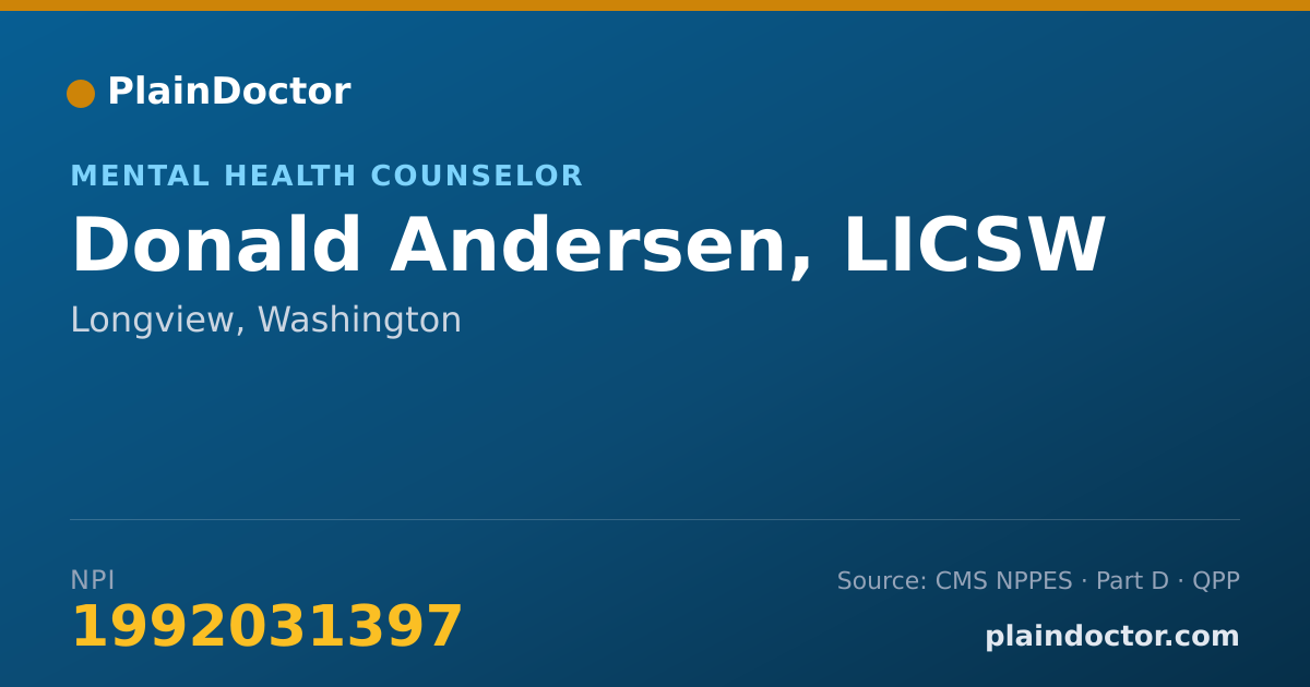 Shareable card for Donald Andersen, LICSW - Mental Health Counselor, Longview, WA