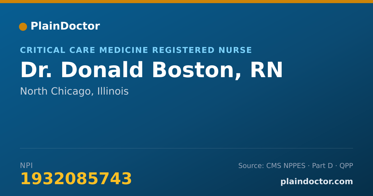 Shareable card for Donald Boston, RN - Critical Care Medicine Registered Nurse, North Chicago, IL