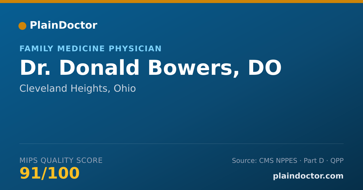 Shareable card for Donald Bowers, DO - Family Medicine Physician, Cleveland Heights, OH