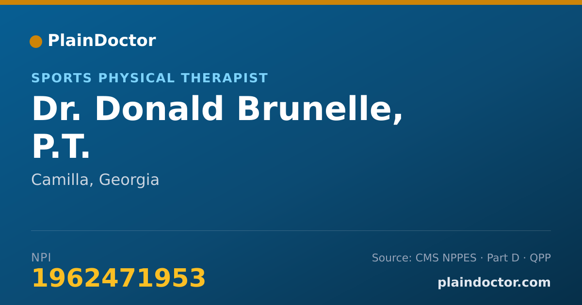 Shareable card for Donald Brunelle, P.T. - Sports Physical Therapist, Camilla, GA