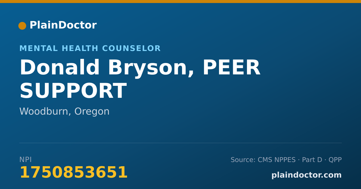 Shareable card for Donald Bryson, PEER SUPPORT - Mental Health Counselor, Woodburn, OR