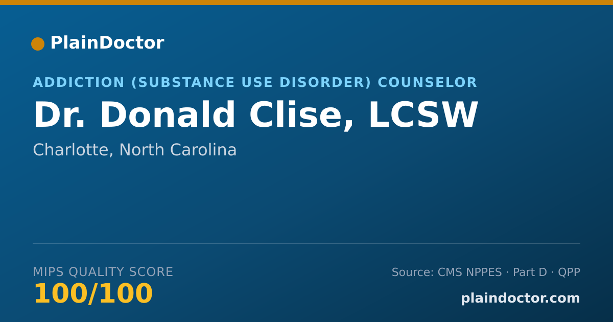Shareable card for Donald Clise, LCSW - Addiction (Substance Use Disorder) Counselor, Charlotte, NC
