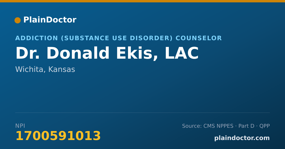 Shareable card for Donald Ekis, LAC - Addiction (Substance Use Disorder) Counselor, Wichita, KS
