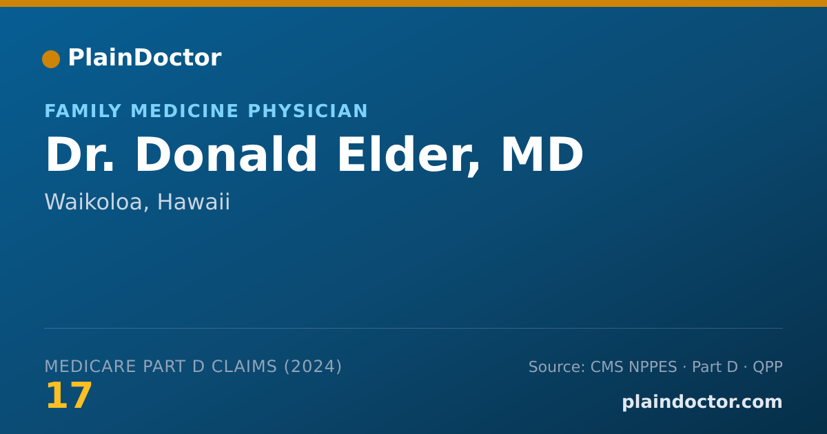 Shareable card for Donald Elder, MD - Family Medicine Physician, Waikoloa, HI