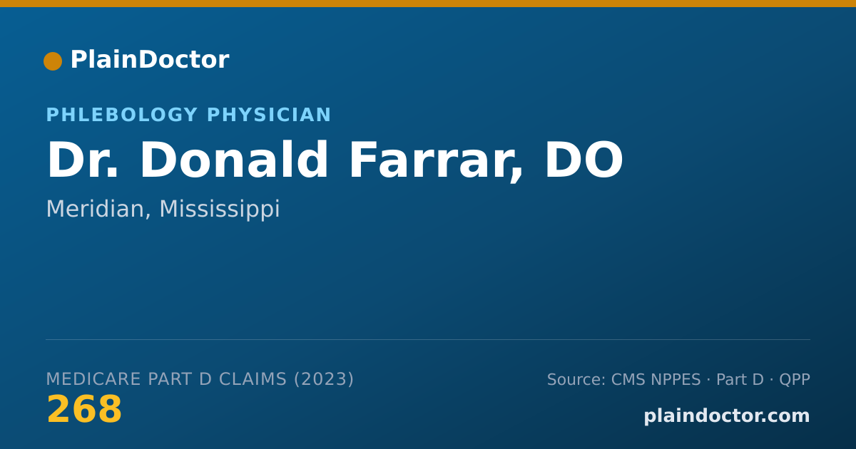 Shareable card for Donald Farrar, DO - Phlebology Physician, Meridian, MS