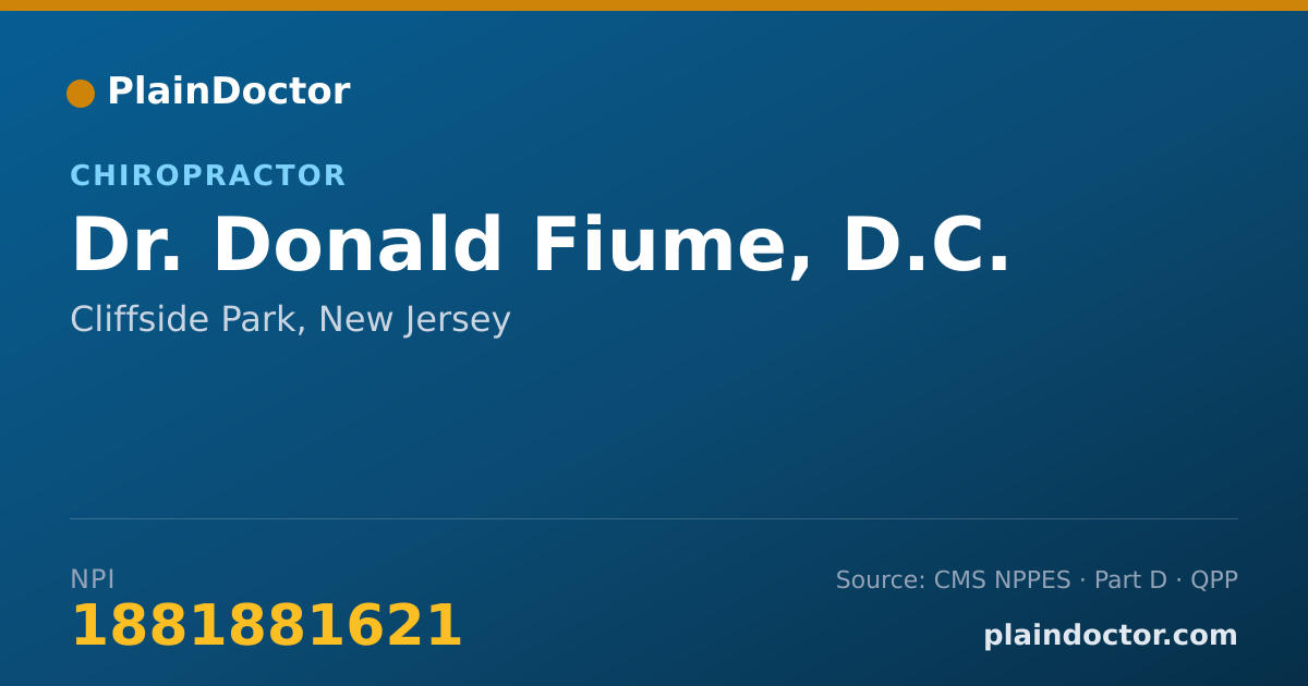 Shareable card for Donald Fiume, D.C. - Chiropractor, Cliffside Park, NJ