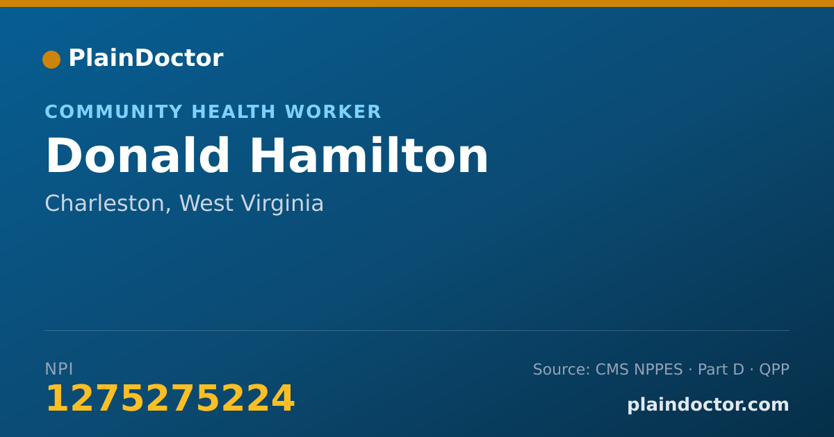 Shareable card for Donald Hamilton - Community Health Worker, Charleston, WV