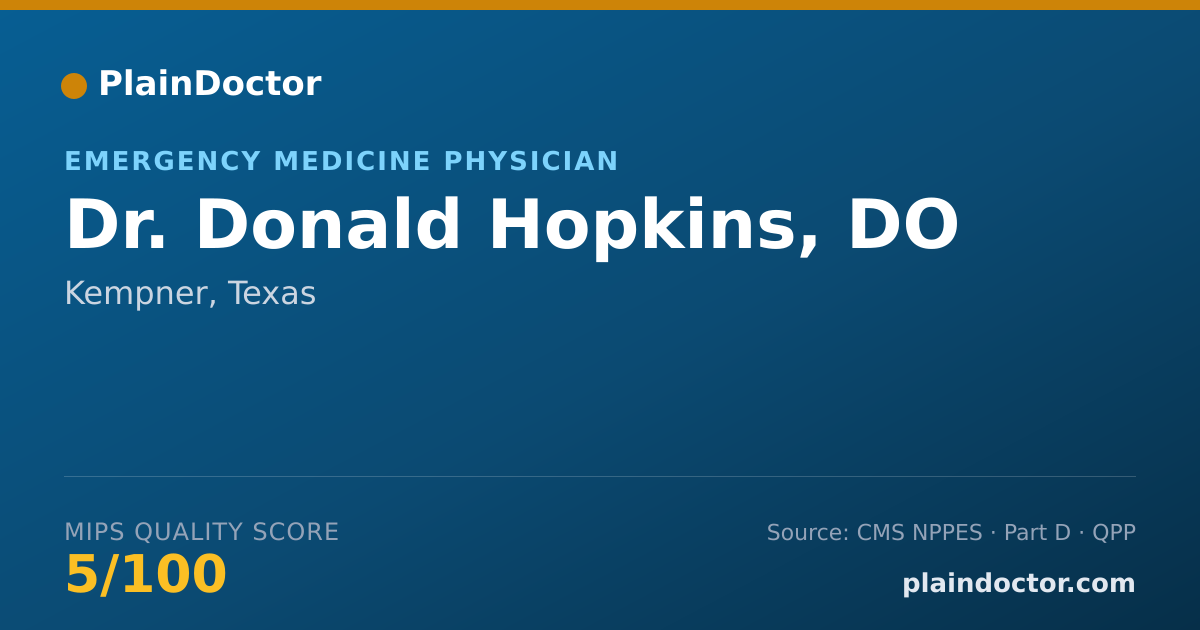 Shareable card for Donald Hopkins, DO - Emergency Medicine Physician, Kempner, TX