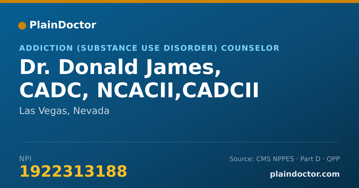 Shareable card for Donald James, CADC, NCACII,CADCII - Addiction (Substance Use Disorder) Counselor, Las Vegas, NV