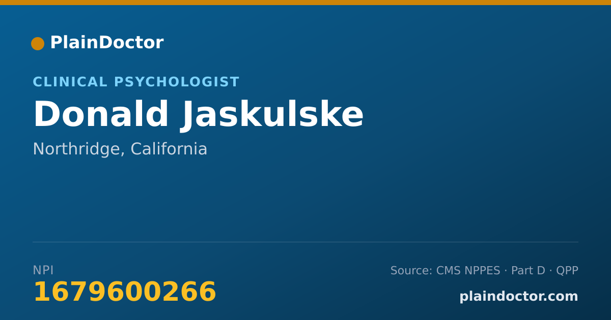 Shareable card for Donald Jaskulske - Clinical Psychologist, Northridge, CA