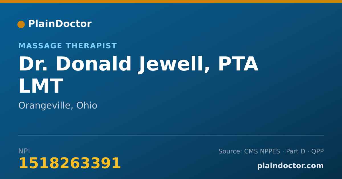 Shareable card for Donald Jewell, PTA  LMT - Massage Therapist, Orangeville, OH