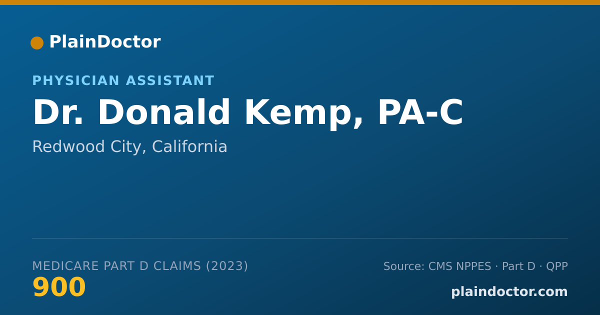 Shareable card for Donald Kemp, PA-C - Physician Assistant, Redwood City, CA