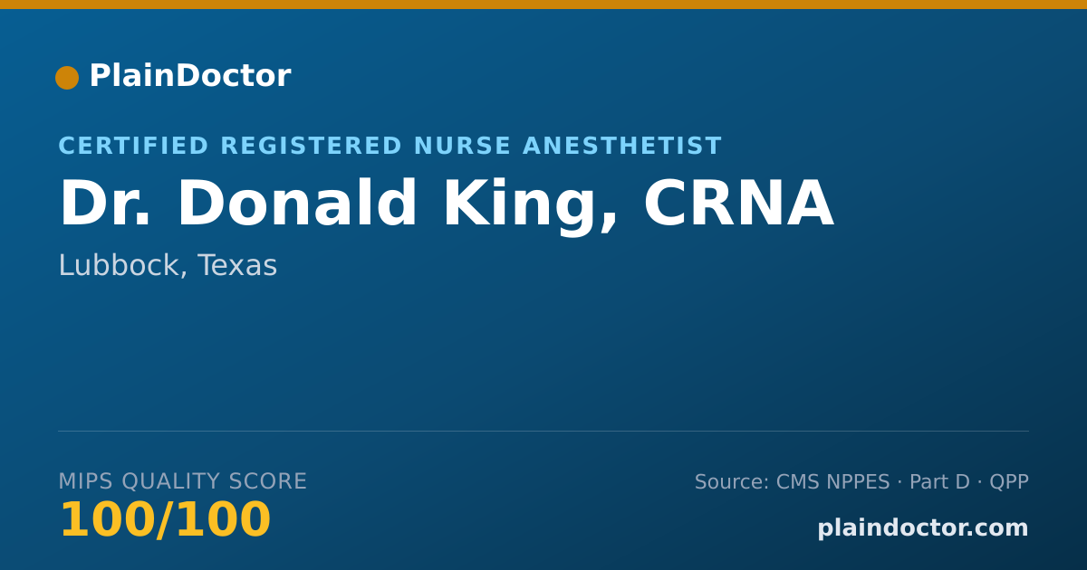 Shareable card for Donald King, CRNA - Certified Registered Nurse Anesthetist, Lubbock, TX