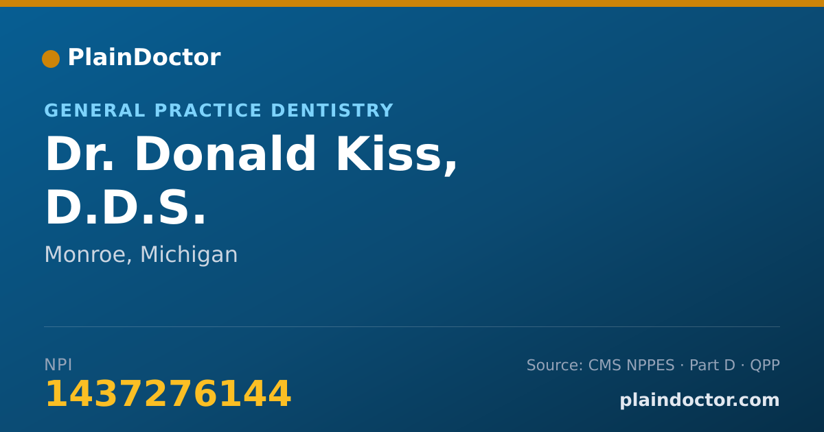 Shareable card for Donald Kiss, D.D.S. - General Practice Dentistry, Monroe, MI