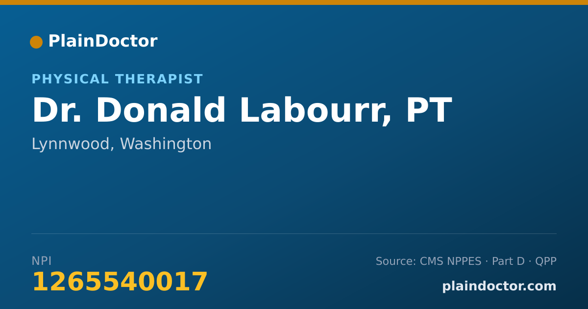 Shareable card for Donald Labourr, PT - Physical Therapist, Lynnwood, WA