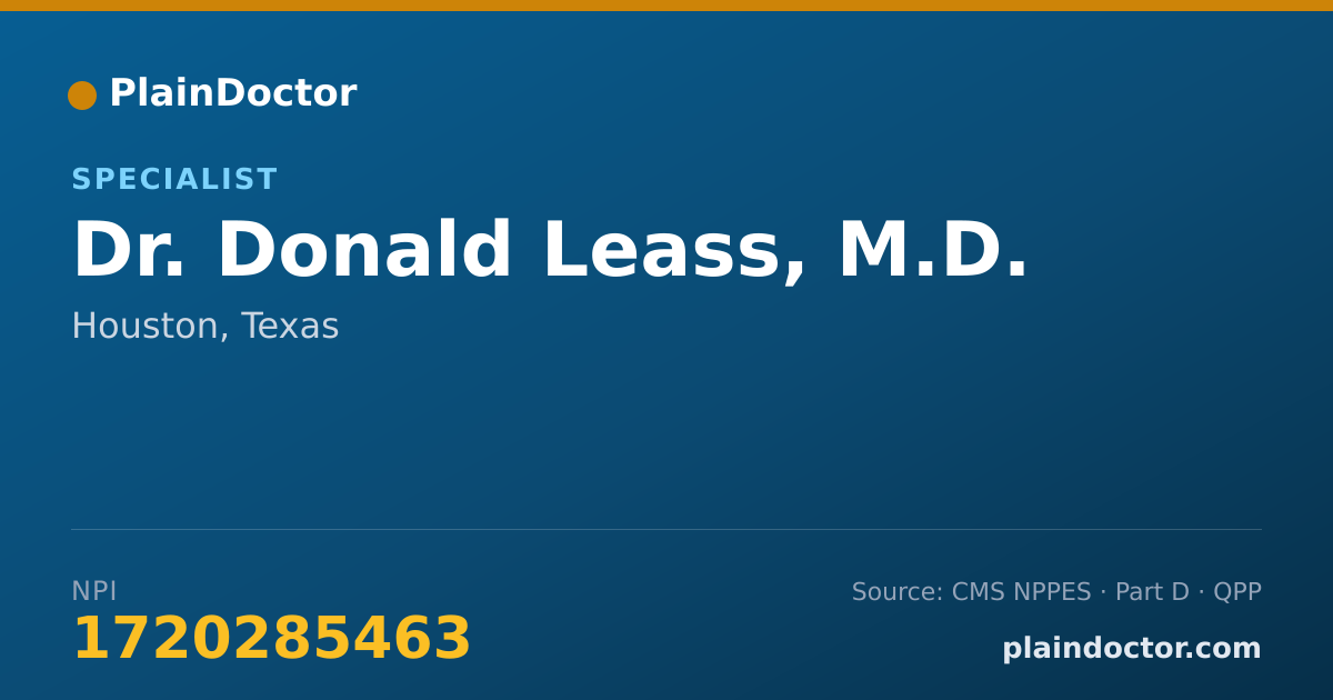 Shareable card for Donald Leass, M.D. - Specialist, Houston, TX