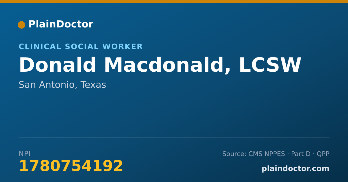 Shareable card for Donald Macdonald, LCSW - Clinical Social Worker, San Antonio, TX