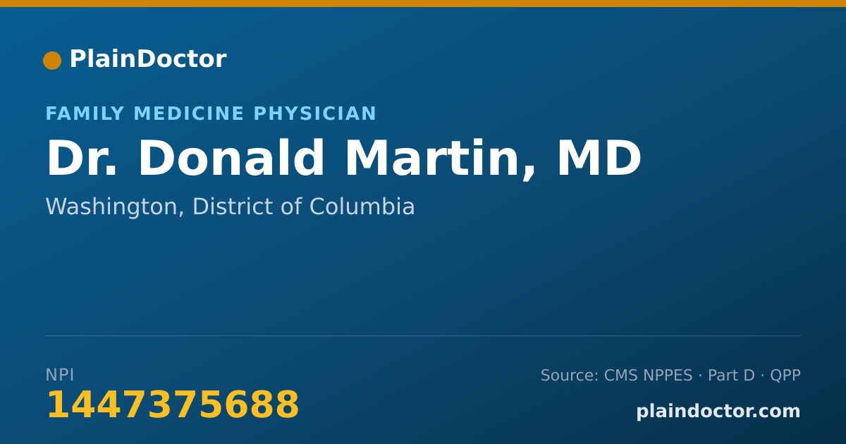 Shareable card for Donald Martin, MD - Family Medicine Physician, Washington, DC