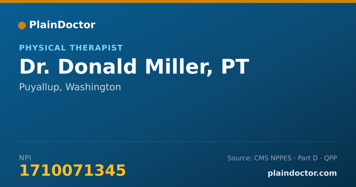 Shareable card for Donald Miller, PT - Physical Therapist, Puyallup, WA