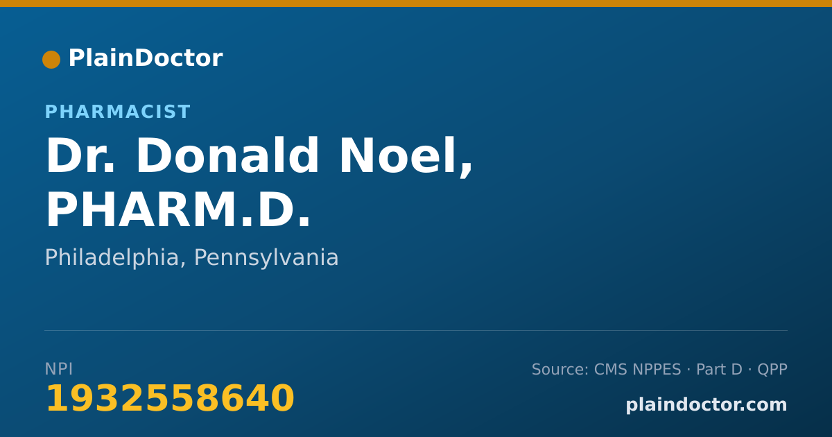 Shareable card for Donald Noel, PHARM.D. - Pharmacist, Philadelphia, PA