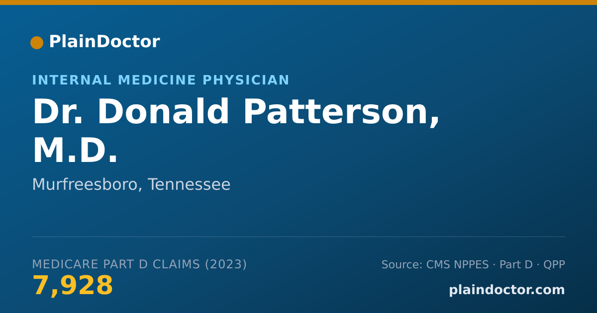 Shareable card for Donald Patterson, M.D. - Internal Medicine Physician, Murfreesboro, TN