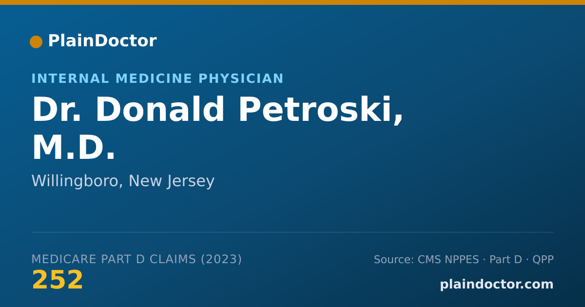 Shareable card for Donald Petroski, M.D. - Internal Medicine Physician, Willingboro, NJ