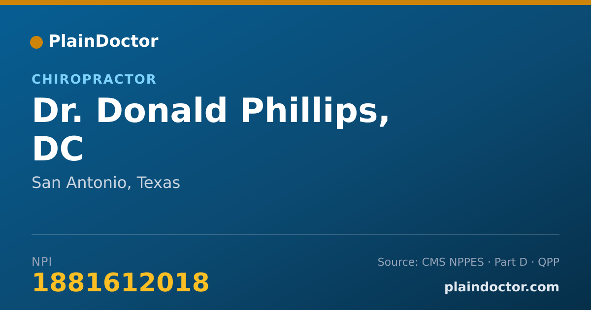Shareable card for Donald Phillips, DC - Chiropractor, San Antonio, TX