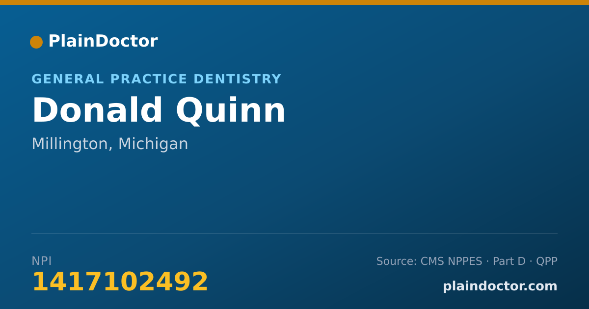 Shareable card for Donald Quinn - General Practice Dentistry, Millington, MI
