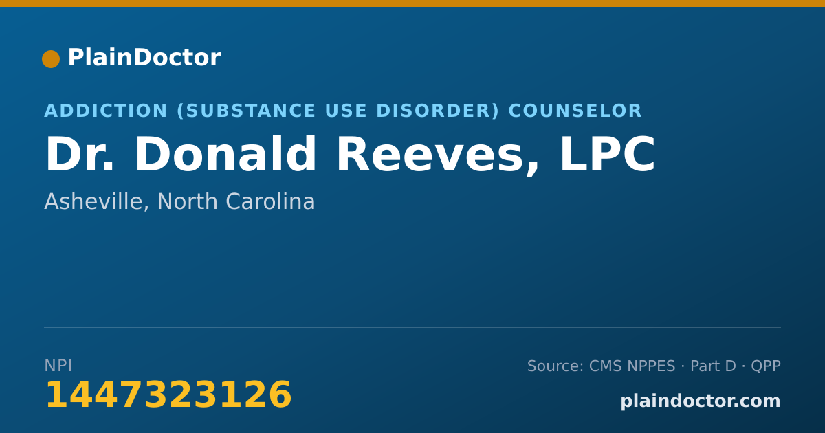 Shareable card for Donald Reeves, LPC - Addiction (Substance Use Disorder) Counselor, Asheville, NC