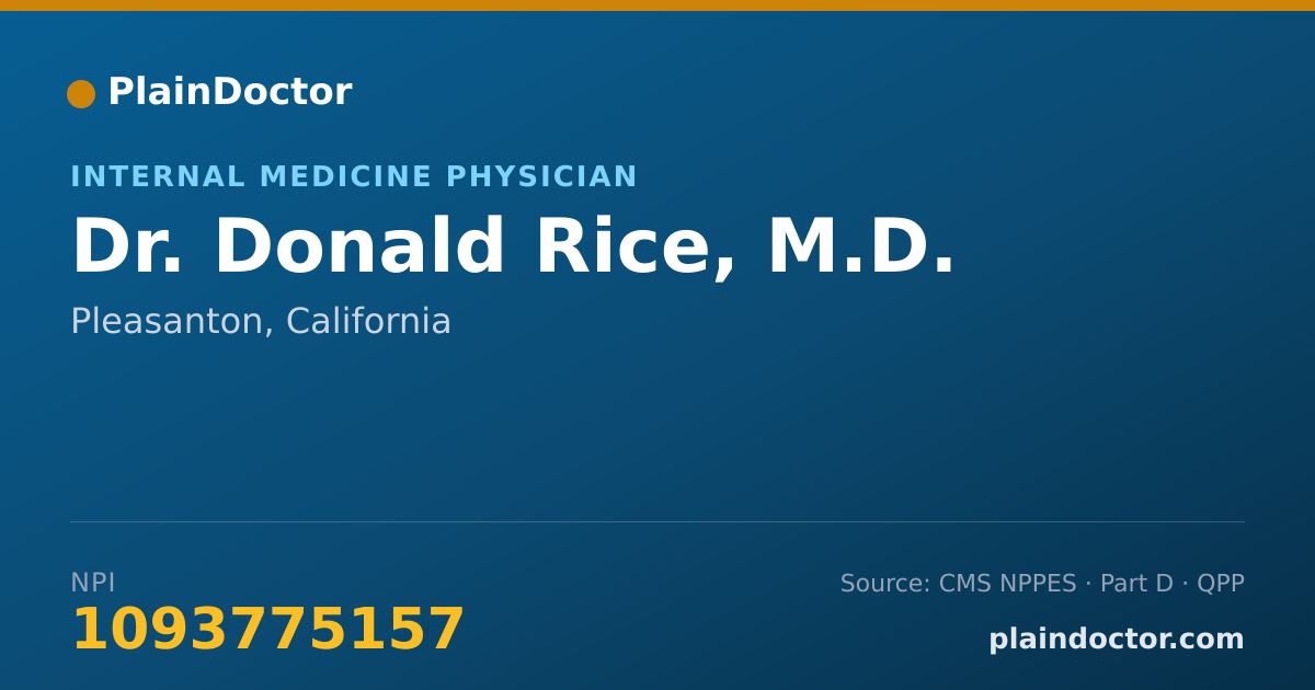 Shareable card for Donald Rice, M.D. - Internal Medicine Physician, Pleasanton, CA